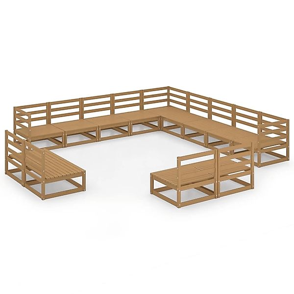 vidaXL 13-tlg Garten-Lounge-Set Honigbraun Massivholz Kiefer Modell 4 günstig online kaufen