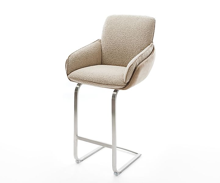 Barstuhl Luan-Flex Materialmix Schlamm Freischwinger Flach Edelstahl günstig online kaufen