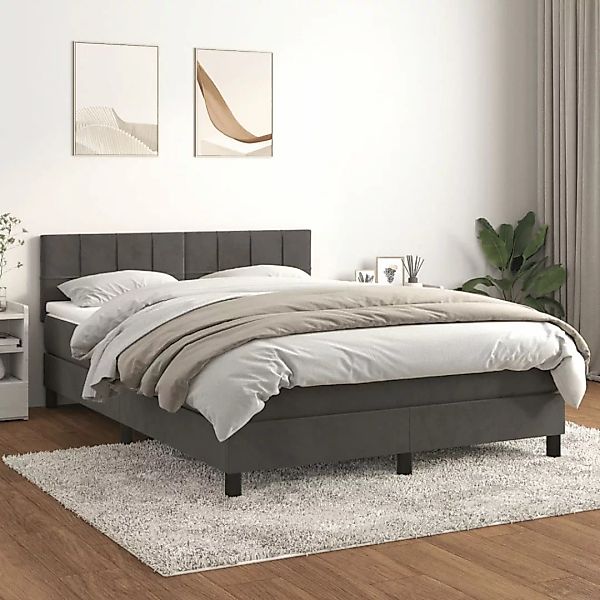 Vidaxl Boxspringbett Mit Matratze Dunkelgrau 140x190 Cm Samt günstig online kaufen