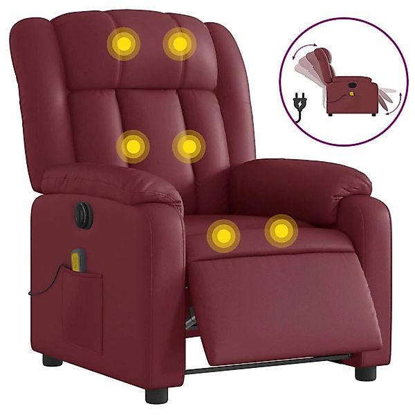 vidaXL Sessel Massagesessel Elektrisch Weinrot Kunstleder günstig online kaufen