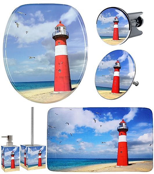 Sanilo Badaccessoire-Set "Leuchtturm" WC-Sitz, Badteppich, Stöpsel, Seifens günstig online kaufen