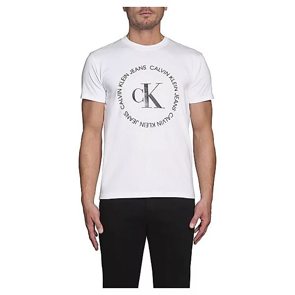Calvin Klein Jeans Round Logo Regular Fit Kurzärmeliges T-shirt M Bright Wh günstig online kaufen