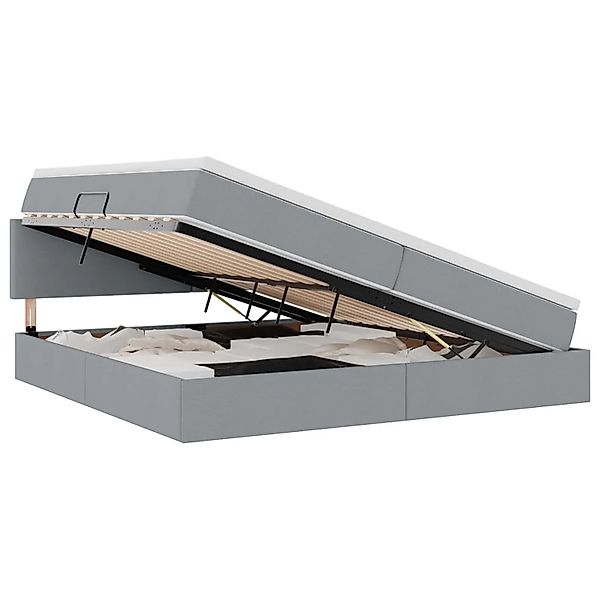 vidaXL Bett mit Stauraum und LED Hellgrau 200 x 200 cm Polyester 3371103 günstig online kaufen