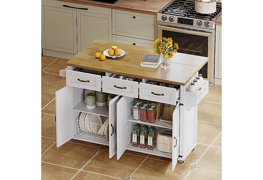 Flieks Küchenwagen mit erweiterbarer Arbeitsplatte, Rollen und verstellbare günstig online kaufen