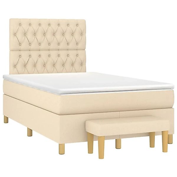 vidaXL Boxspringbett mit Matratze Creme 120x200 cm Stoff 3137386 günstig online kaufen