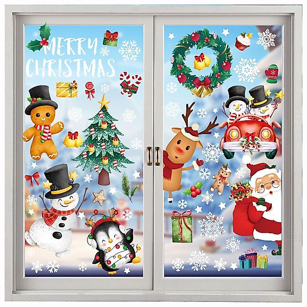 Coonoor Fenstersticker Weihnachts-Fensteraufkleber-Set, statische Fensterau günstig online kaufen