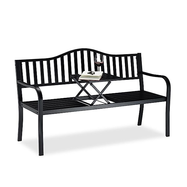 relaxdays Gartenbank mit ausklappbarem Tisch günstig online kaufen