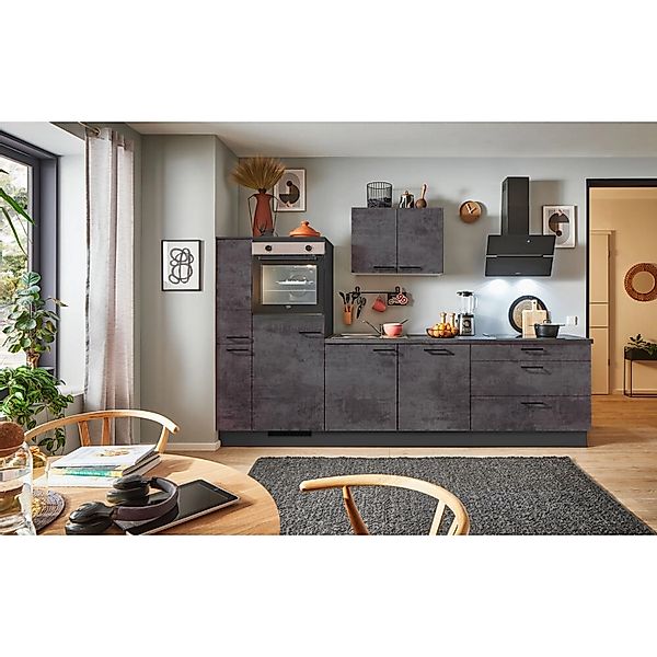 pino Küchenzeile 280 cm Beton Grafitgrau Anschlag L 1 Geräte-. 1 Seitenschr günstig online kaufen