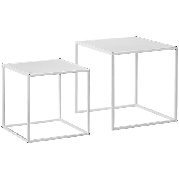 HOMCOM Couchtisch-Set Beistelltisch Stahl Weiß 40L x 40B x 40H cm günstig online kaufen
