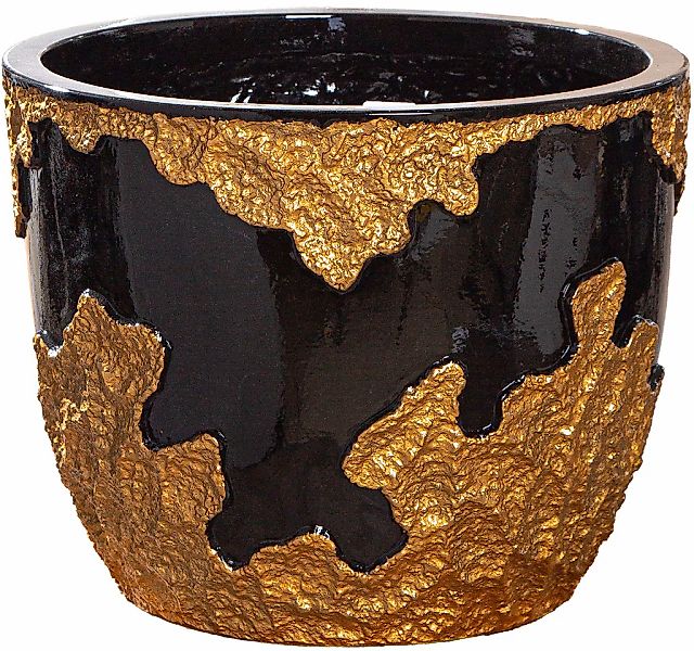 GILDE Übertopf "Übertopf rund Famosa goldfarben; schwarz", (1 St.) günstig online kaufen