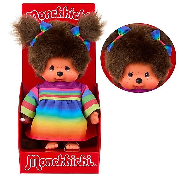 Monchhichi Plüschfigur Mädchen im Regenbogen-Kleid 20 cm Monchhichi Puppe z günstig online kaufen