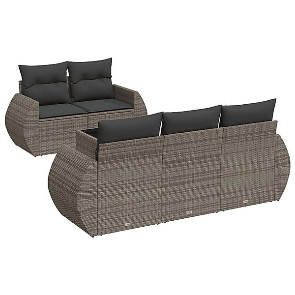 vidaXL 6-Tlg Garten-Sofagarnitur mit Kissen Grau Poly Rattan 3253437 günstig online kaufen