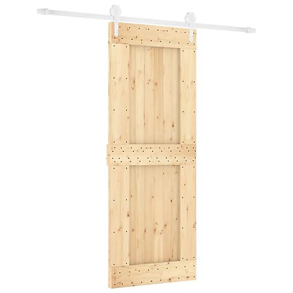 vidaXL Schiebetür mit Beschlag 80x210 cm Massivholz Kiefer 3203261 günstig online kaufen