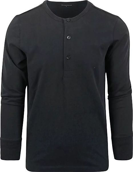WissenCotton Apparel Langarm-T-Shirt Henley Schwarz - Größe XL günstig online kaufen