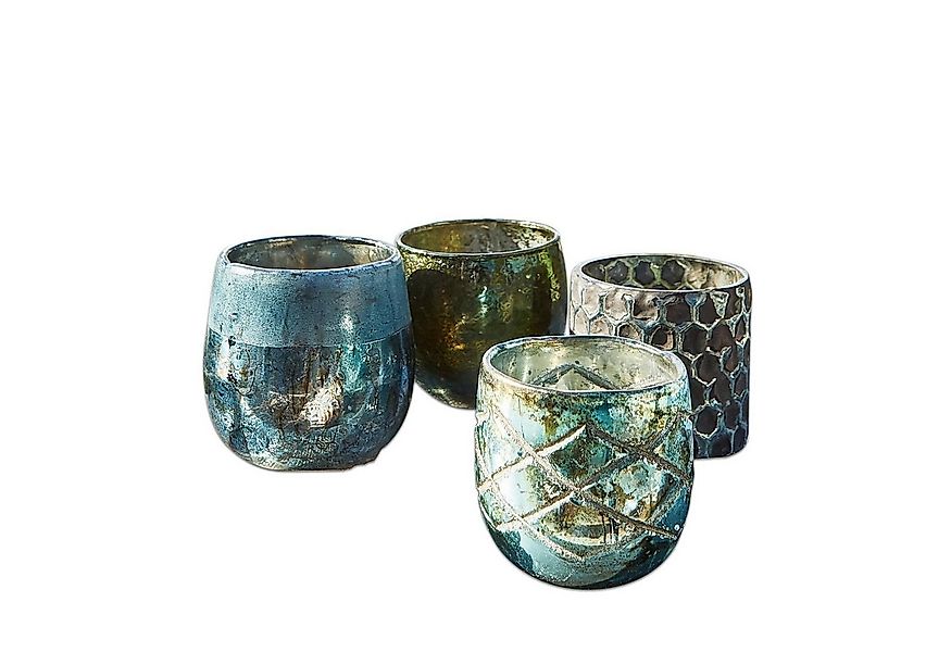 Mirabeau Windlicht Windlicht 4er Set Marine blau/grün (4er Set, 4er Set) günstig online kaufen