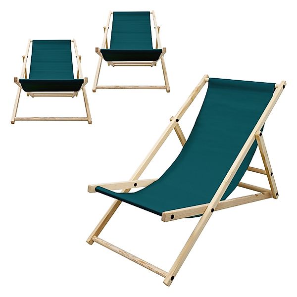 ECD Germany 3Er Set Liegestuhl Klappbar Dunkelgrün Holz 3 Positionen bis 12 günstig online kaufen