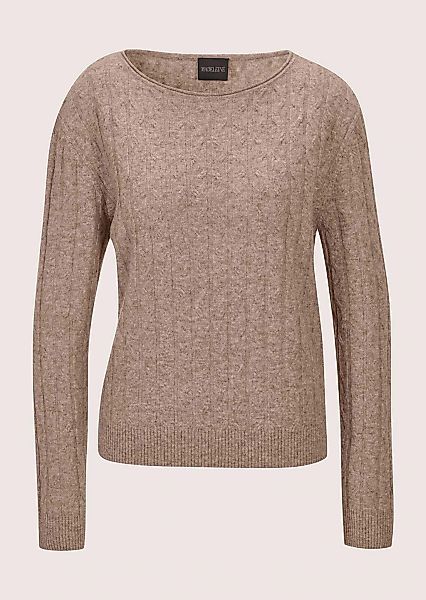 MADELEINE Longpullover "Strickpullover Eleganter Wollpullover mit Zopfmuste günstig online kaufen