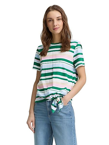 TOM TAILOR Denim T-Shirt mit Minimalprint und seitlichem Knoten günstig online kaufen