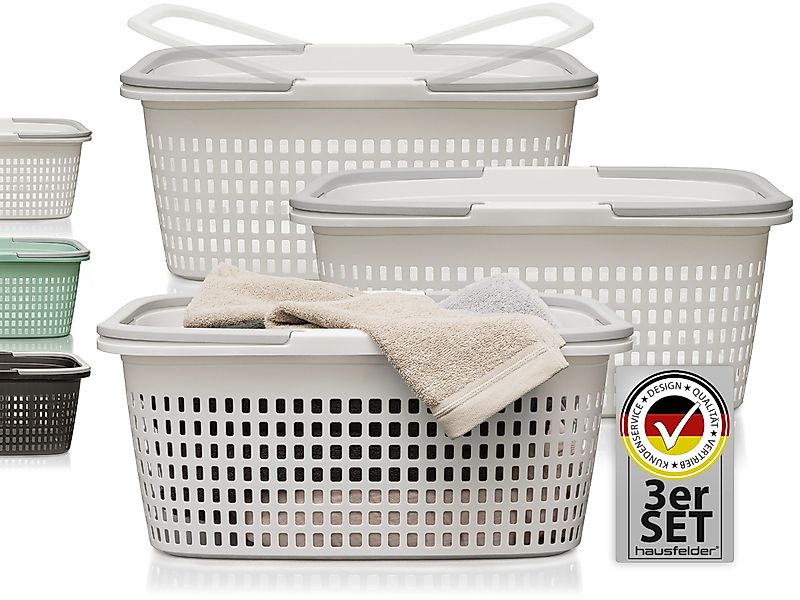 Hausfelder Wäschekorb Wäschewanne 58x37x25cm (Weiß, 3 günstig online kaufen