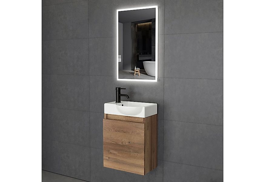 Alpenberger Waschbecken Gäste WC Klein mit Badezimmer Unterschrank und LED günstig online kaufen