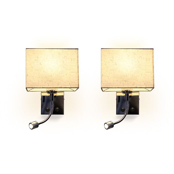 ZMH LED Wandleuchte Leselampe Stoffschirm Schwenkbar günstig online kaufen