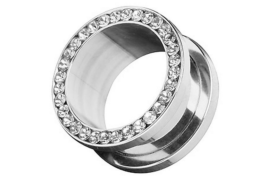 Taffstyle Plug Piercing Edelstahl Zirkonia Kristall, Flesh Schraub Tunnel P günstig online kaufen