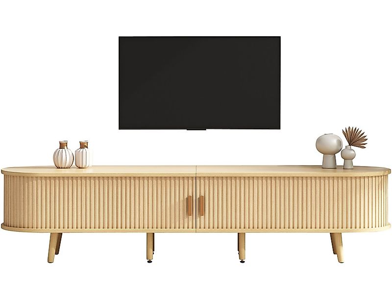 SeedWave Lowboard Gestreifter TV Schrank TV-Lowboard mit 2 Schiebetüren und günstig online kaufen