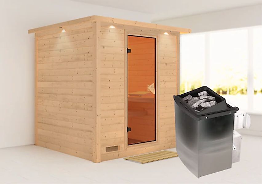 Karibu Sauna »Menja« Set, 9-kW-Ofen mit integrierter Steuerung günstig online kaufen