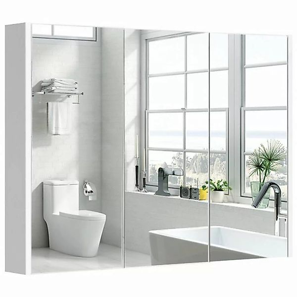 COSTWAY Spiegelschrank mit verstellbaren Ablagen, mit Spiegel, 90x11x65cm günstig online kaufen