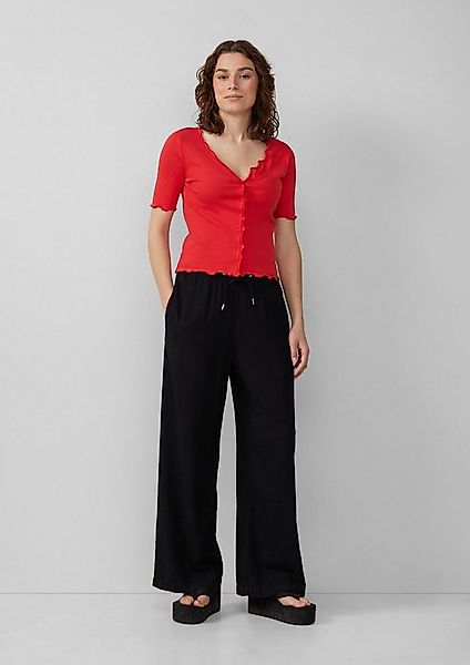 QS Chinos Hose Leinenmixhose mit Gummizug und weitem Bein günstig online kaufen