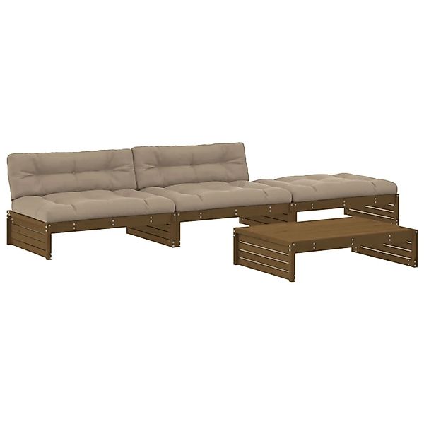 vidaXL 4-tlg Garten-Lounge-Set mit Kissen Honigbraun Kiefernholz Modell 6 günstig online kaufen