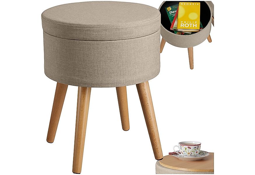 tectake Sitzhocker Schminkhocker Yara gepolstert in Leinenoptik 300kg mit S günstig online kaufen