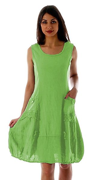 Charis Moda Sommerkleid Leinen Kleid ärmellos günstig online kaufen