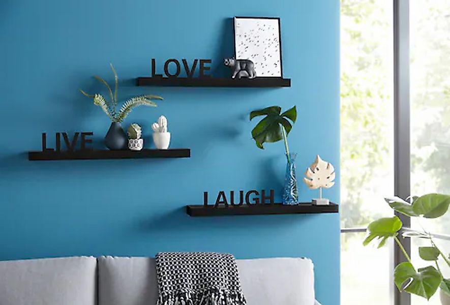 my home Deko-Wandregal »Live - Love - Laugh«, (Set, 3 St., 3-tlg. Set), Dek günstig online kaufen