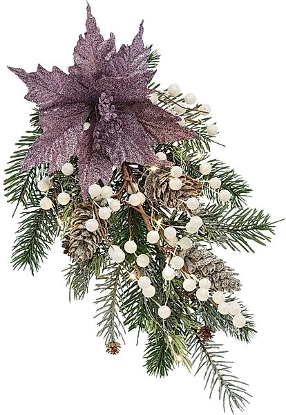 Winterliche Kunstpflanze Gesteck, Poinsettia mit LED günstig online kaufen