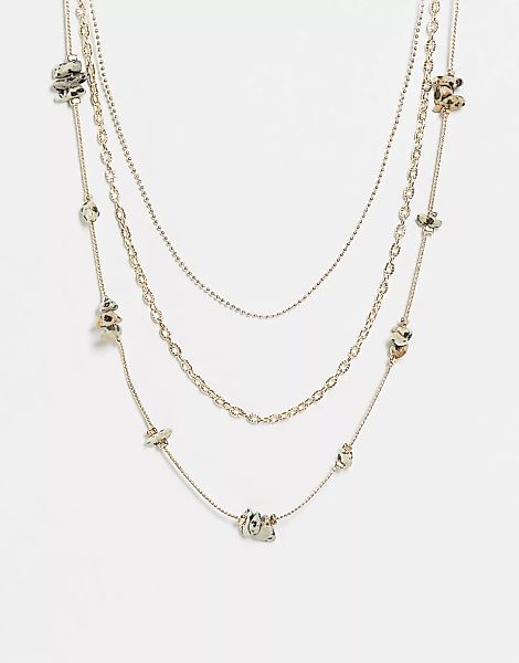 Topshop – Mehrreihige Halskette mit verdrehtem Design und Stein-Details in günstig online kaufen