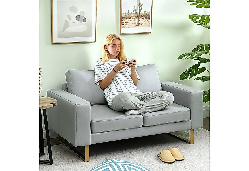 HOMCOM 2-Sitzer Sofa Couch mit Armlehne Doppelsofa, Modern Polstersofa 1 Te günstig online kaufen