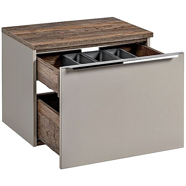 Lomadox Waschbeckenschrank PUEBLA-56-TAUPE Waschtischunterschrank 60cm in günstig online kaufen