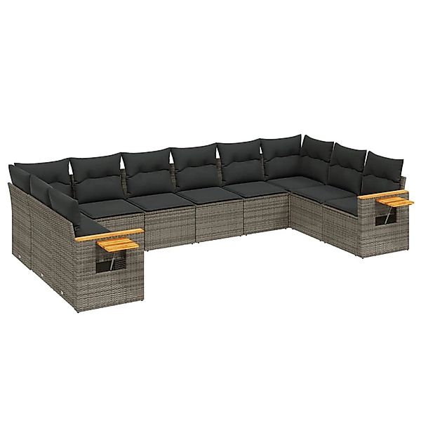 vidaXL 10-Tlg Garten-Sofagarnitur mit Kissen Grau Poly Rattan 3259568 günstig online kaufen