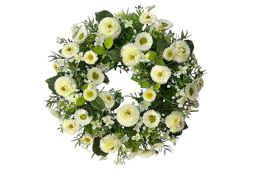 Kunstkranz Künstlicher Belliskranz 30cm. Gänseblümchen Türkranz Ostern Weiß günstig online kaufen