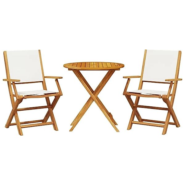 vidaXL 3-tlg Bistro-Set CremeWeiß Stoff und Massivholz Modell 6 günstig online kaufen