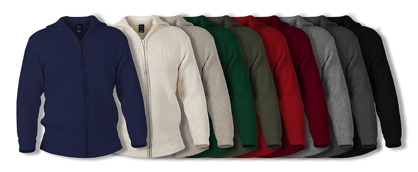 Blauer Peter Strickjacke aus Merino mit Troyerkragen und Reißverschluß günstig online kaufen