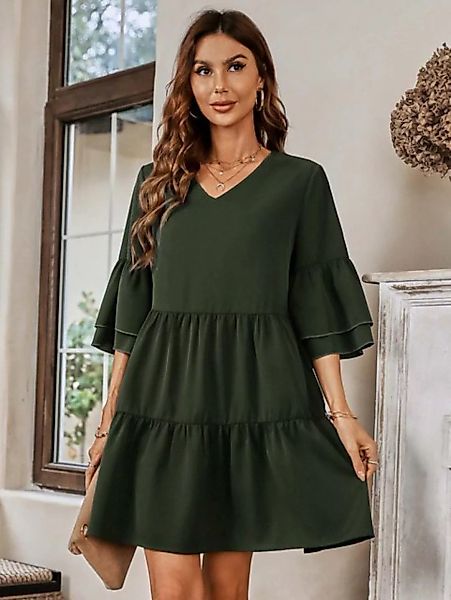 KIKI 2-in-1-Kleid Damen Sommerkleider Elegant Kleider Rüschen Einfarbig Min günstig online kaufen