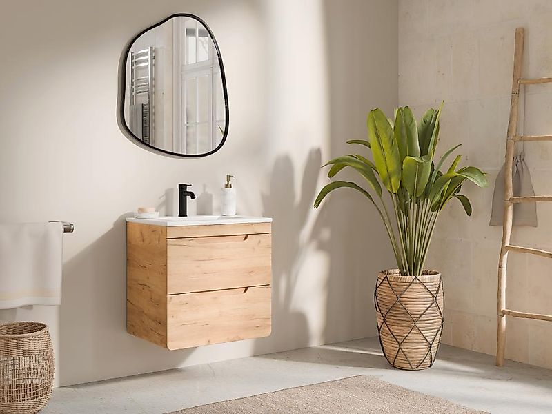 Waschbeckenunterschrank hängend - Holzfarben - 60 cm - ARUBA günstig online kaufen