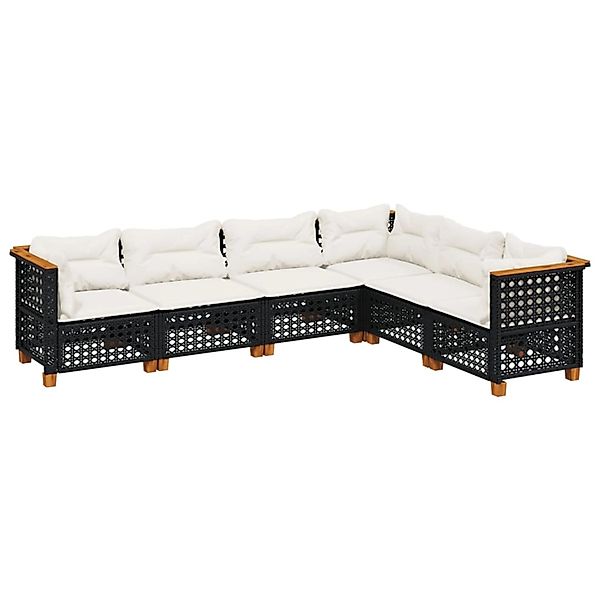 vidaXL 6-Tlg Garten-Sofagarnitur mit Kissen Schwarz Poly Rattan 3261860 günstig online kaufen