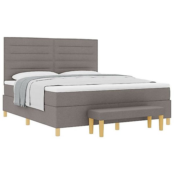 vidaXL Bett Boxspringbett mit Matratze & Bank Taupe 180x200 cm Stoff (2-tlg günstig online kaufen