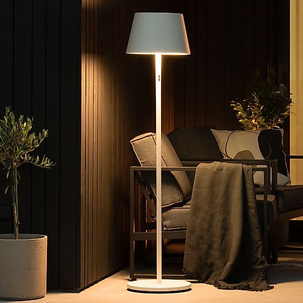 LED Akku Stehleuchte Pomezia in Weiß 10W 600lm IP54 günstig online kaufen