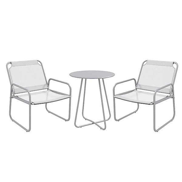Outsunny Outdoor Bistro Set Stahl Mesh Grau 63L x 57B x 82H cm günstig online kaufen