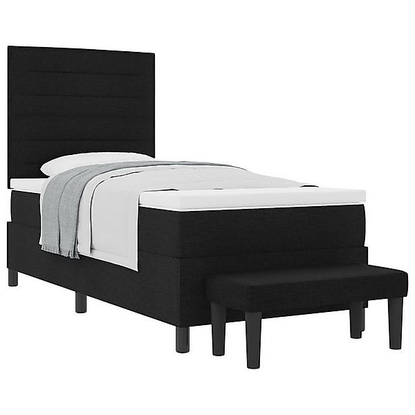 vidaXL Bett Boxspringbett mit Matratze & Bank Schwarz 80x200 cm Stoff (2-tl günstig online kaufen