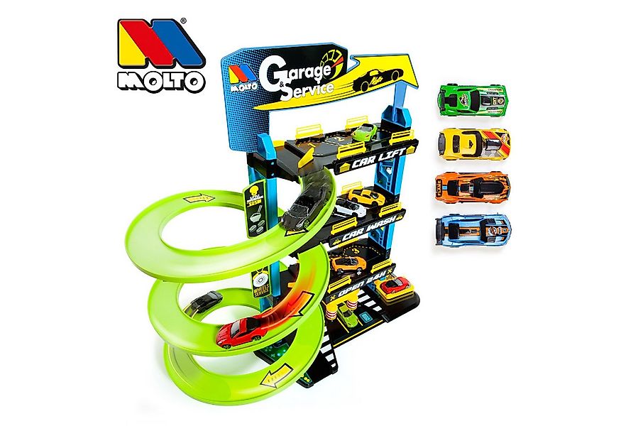 MOLTO Spiel-Parkgarage Parkhaus mit 4 Fahrzeugen und 4 Spielebenen (komplet günstig online kaufen